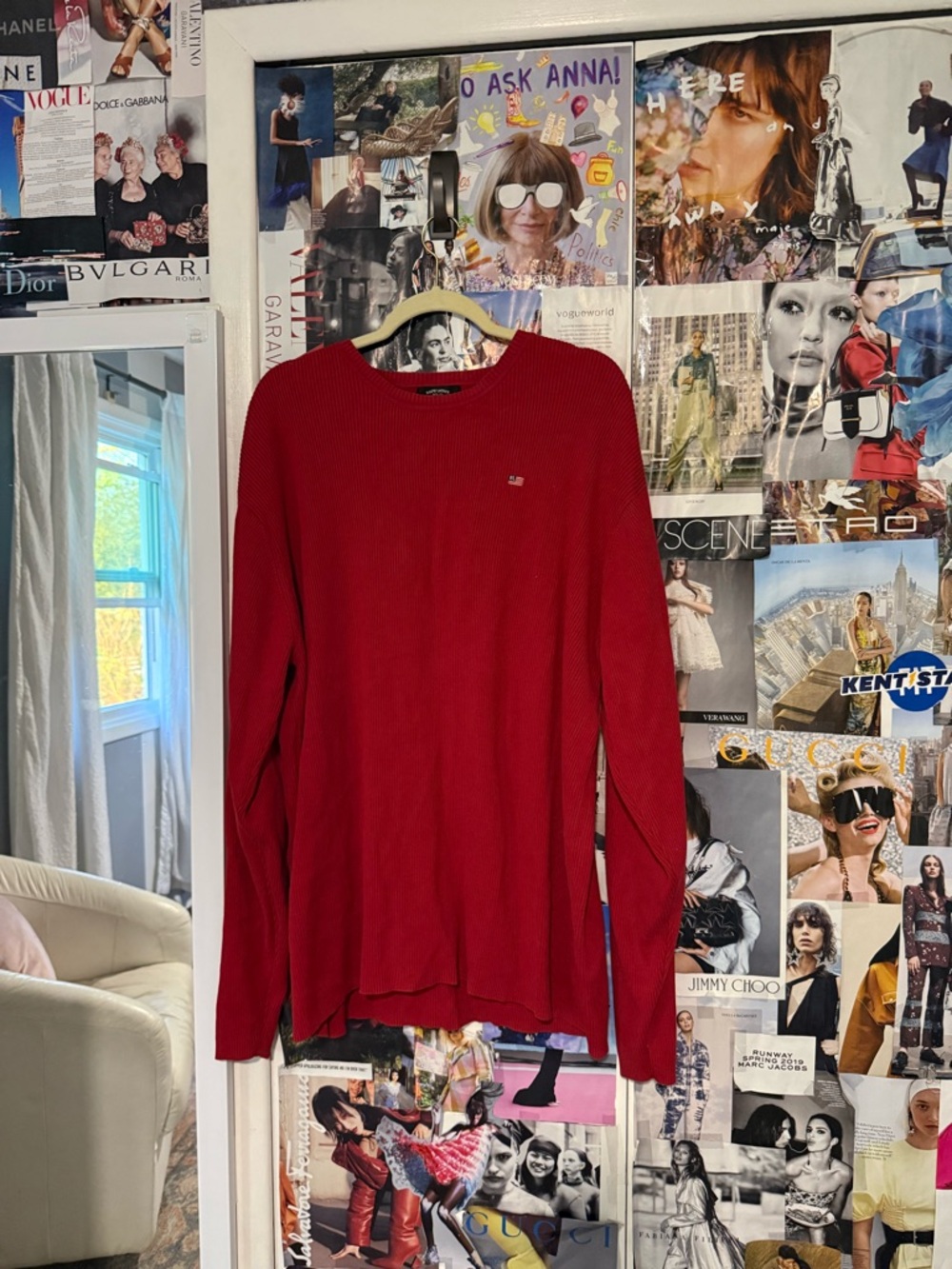 Ralph Lauren Red Ribbed Crewneck Sweater